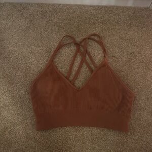 Aerie Terracotta Ribbed Bralette with Straps